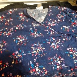 Patterned Scrub Top